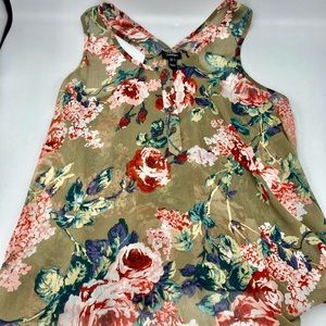 Sheer green with flower print tank top